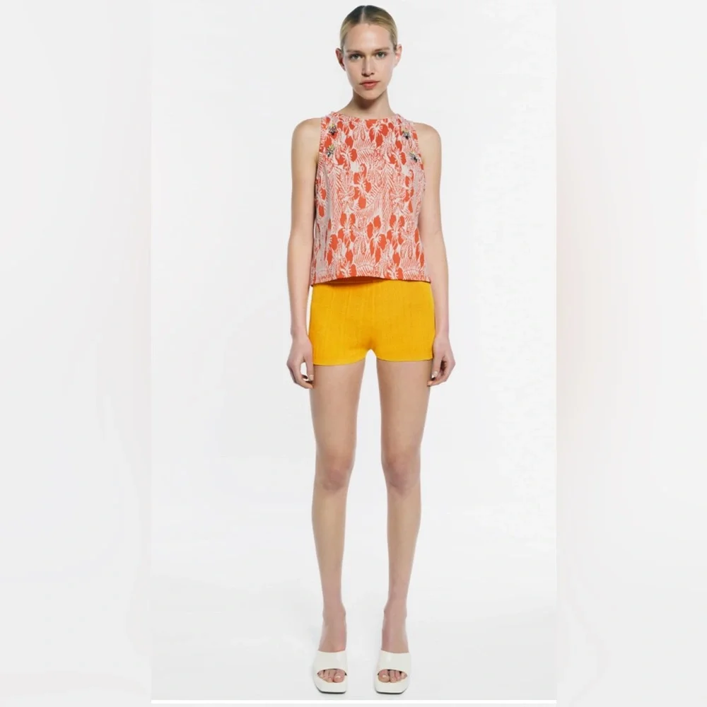 ZARA pebble jacquard embellished top size medium - Picture 2 of 11